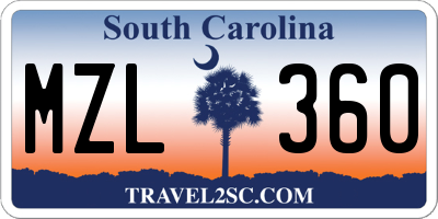 SC license plate MZL360