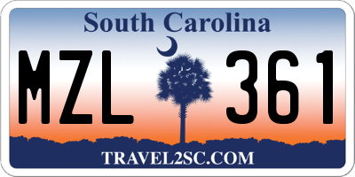 SC license plate MZL361