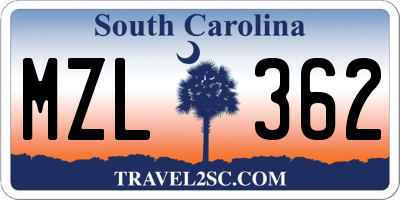 SC license plate MZL362