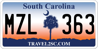SC license plate MZL363