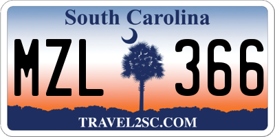 SC license plate MZL366