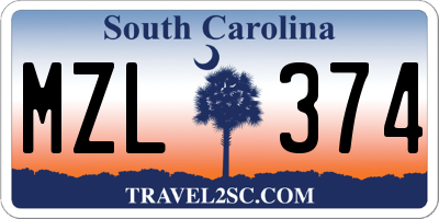 SC license plate MZL374