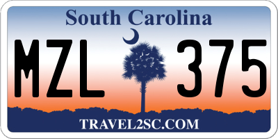 SC license plate MZL375