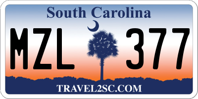 SC license plate MZL377