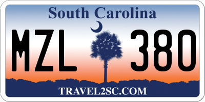 SC license plate MZL380