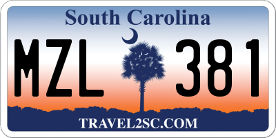 SC license plate MZL381