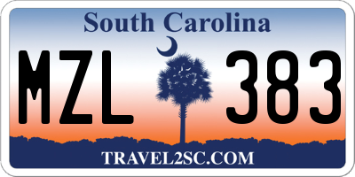 SC license plate MZL383
