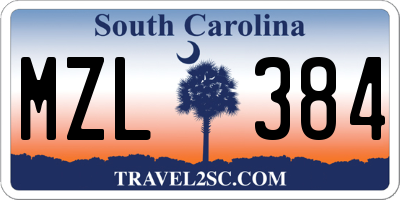 SC license plate MZL384
