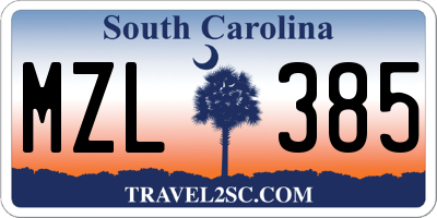 SC license plate MZL385
