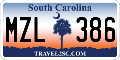 SC license plate MZL386