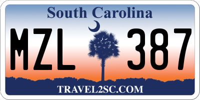 SC license plate MZL387