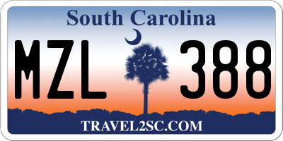 SC license plate MZL388