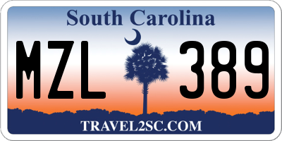 SC license plate MZL389