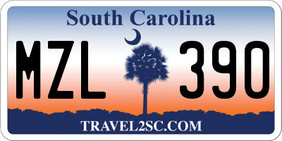 SC license plate MZL390