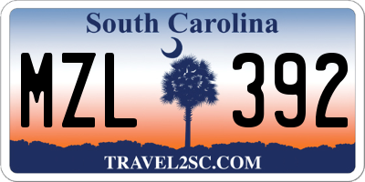 SC license plate MZL392