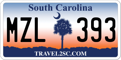SC license plate MZL393