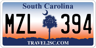 SC license plate MZL394