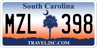 SC license plate MZL398