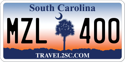 SC license plate MZL400