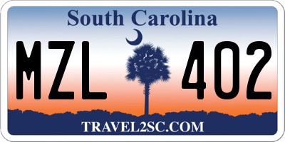 SC license plate MZL402