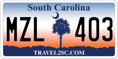 SC license plate MZL403