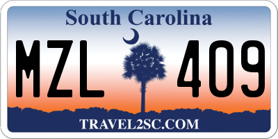 SC license plate MZL409