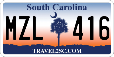 SC license plate MZL416