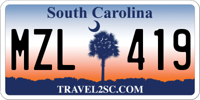 SC license plate MZL419