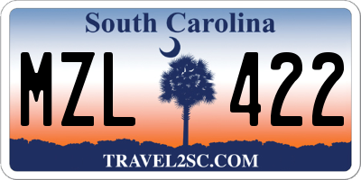 SC license plate MZL422