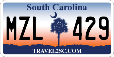 SC license plate MZL429