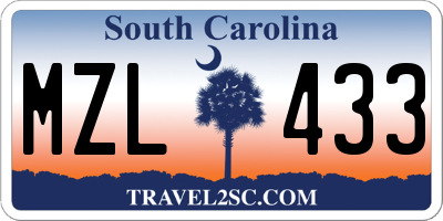 SC license plate MZL433