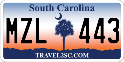 SC license plate MZL443