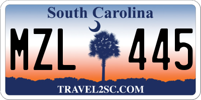 SC license plate MZL445