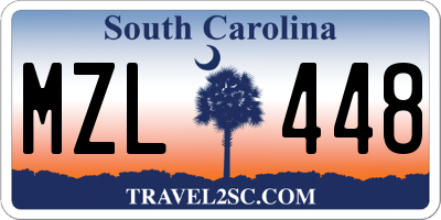 SC license plate MZL448