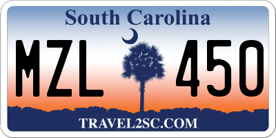 SC license plate MZL450