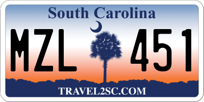 SC license plate MZL451