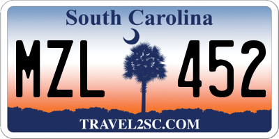 SC license plate MZL452