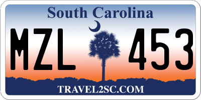 SC license plate MZL453
