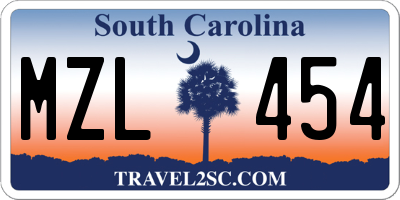 SC license plate MZL454