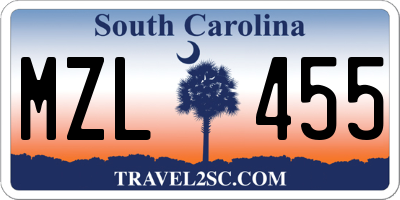 SC license plate MZL455