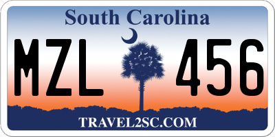 SC license plate MZL456