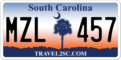 SC license plate MZL457