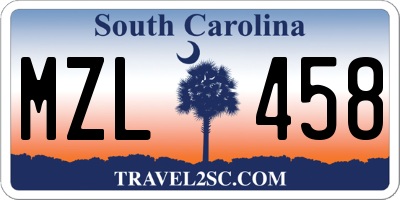 SC license plate MZL458