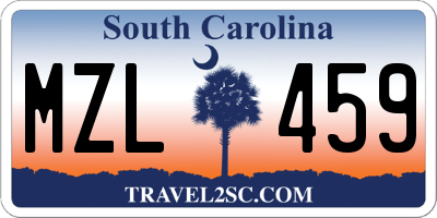 SC license plate MZL459