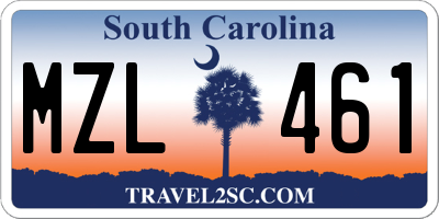 SC license plate MZL461
