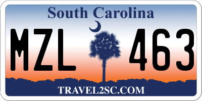 SC license plate MZL463
