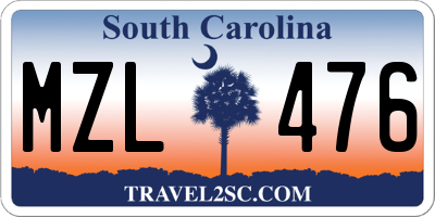SC license plate MZL476