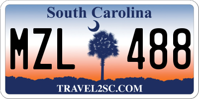 SC license plate MZL488