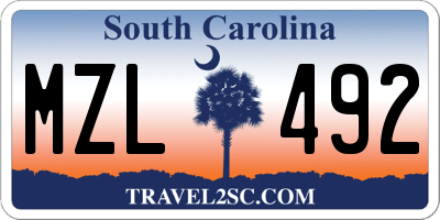SC license plate MZL492