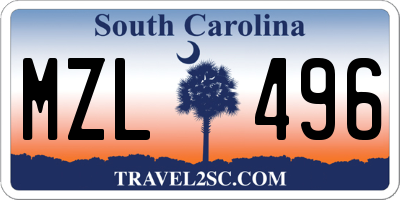 SC license plate MZL496